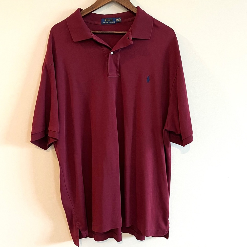 Polo Ralph Lauren Mens 2XB Burgundy Maroon Short Sleeve Performance Polo Shirt